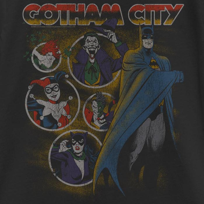 Fifth Sun Girl's Batman Gotham City Villains Circles Distressed T-Shirt