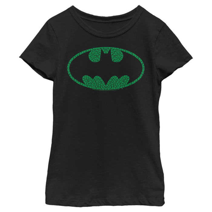 fifth sun Girl's Batman St. Patrick's Day Cloverfield Bat Logo T-Shirt