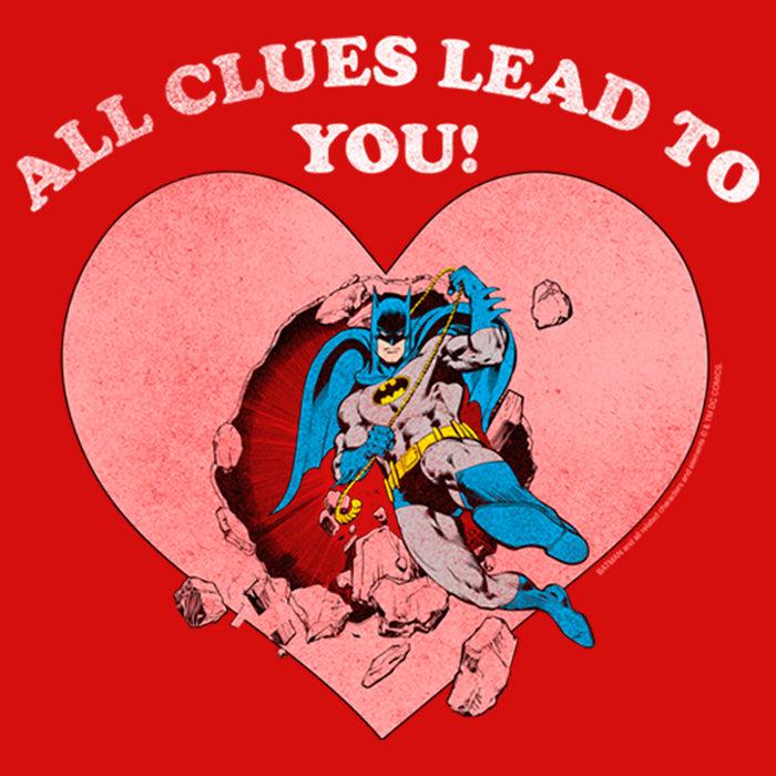 Fifth Sun Girl's Batman Valentine's Day All The Clues Lead To You T-Shirt