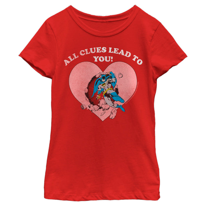 fifth sun Girl's Batman Valentine's Day All the Clues Lead to You T-Shirt