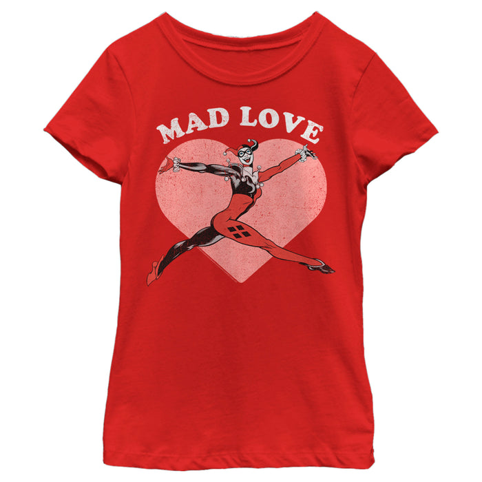 fifth sun Girl's Batman Valentine's Day Harley Quinn Mad Love T-Shirt