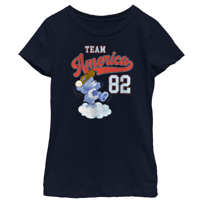 fifth sun Girl's Care Bears Grumpy Bear Team America 82 T-Shirt