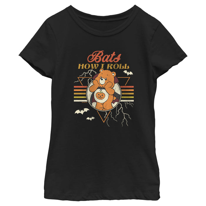 fifth sun Girl's Care Bears Halloween Trick-Or-Sweet Bear Bats How I Roll T-Shirt