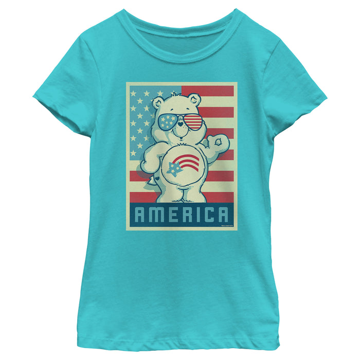 fifth sun Girl's Care Bears Retro America Cares Bear T-Shirt