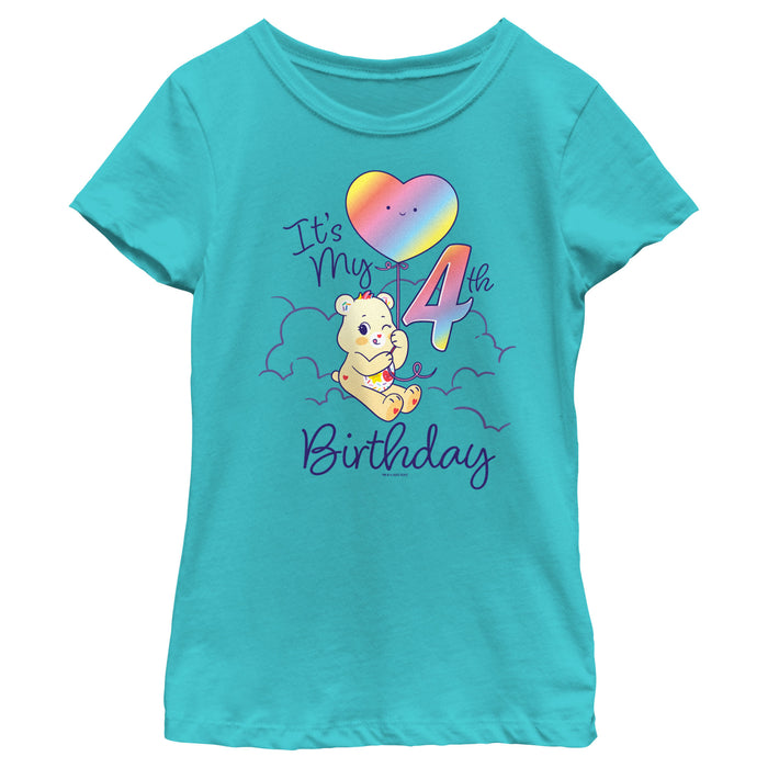 fifth sun Girl's Care Bears Sweet Celebrations Bear It's My 4th Birthday T-Shirt