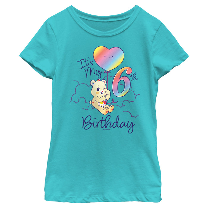 fifth sun Girl's Care Bears Sweet Celebrations Bear It's My 6th Birthday T-Shirt