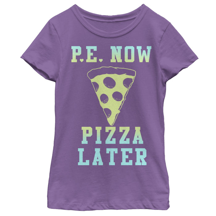 fifth sun Girl's CHIN UP PE Now Pizza Later T-Shirt