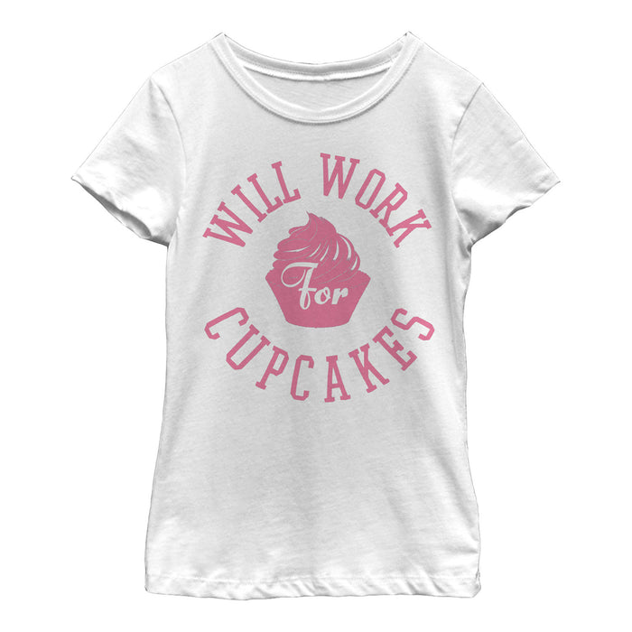 fifth sun Girl's CHIN UP Will Work for Cupcakes T-Shirt