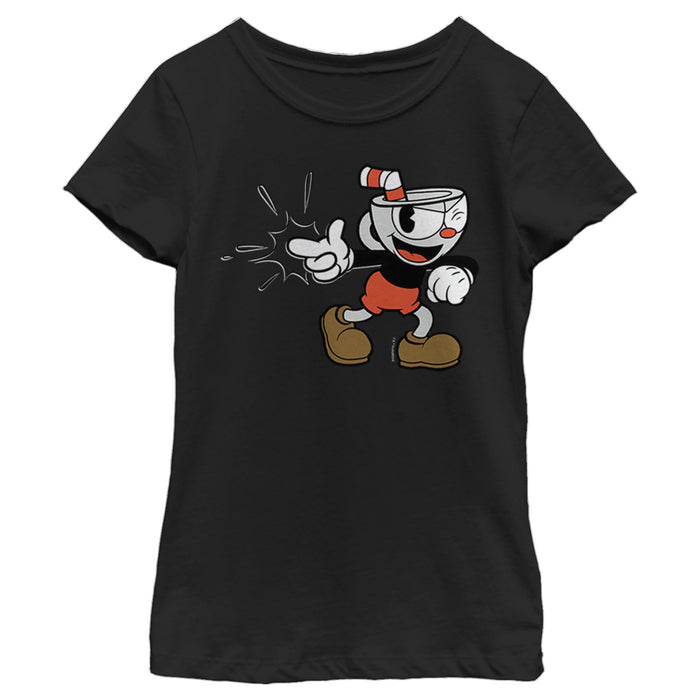 fifth sun Girl's Cuphead Finger Point Cuphead T-Shirt