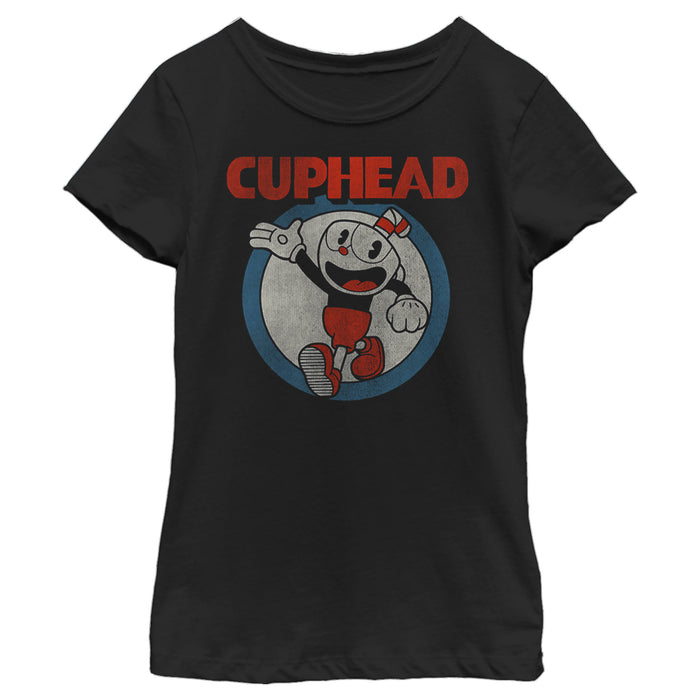 fifth sun Girl's Cuphead Smile and Wave Distressed T-Shirt