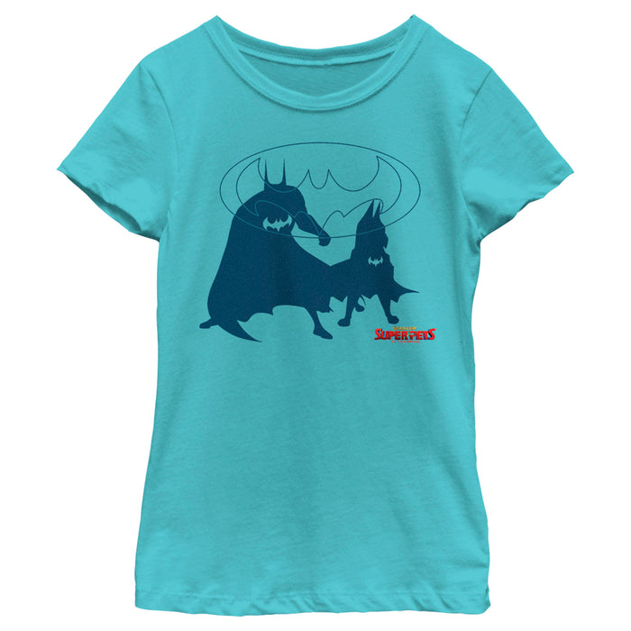 fifth sun Girl's DC League of Super-Pets Batman and Ace Silhouettes T-Shirt