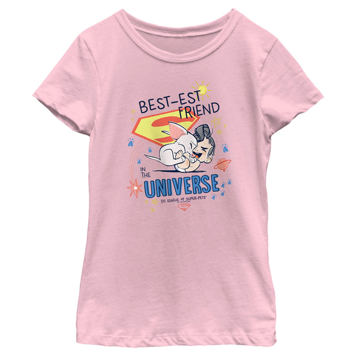 fifth sun Girl's DC League of Super-Pets Cartoon Best-est Friend in the Universe T-Shirt