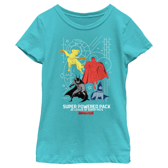 fifth sun Girl's DC League of Super-Pets Chromatic Super Power Pack T-Shirt