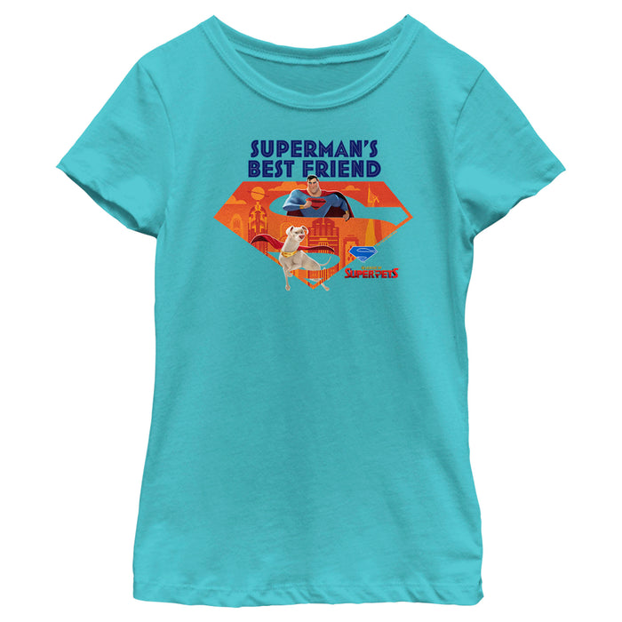fifth sun Girl's DC League of Super-Pets Superman's Best Friend Krypto Logo T-Shirt