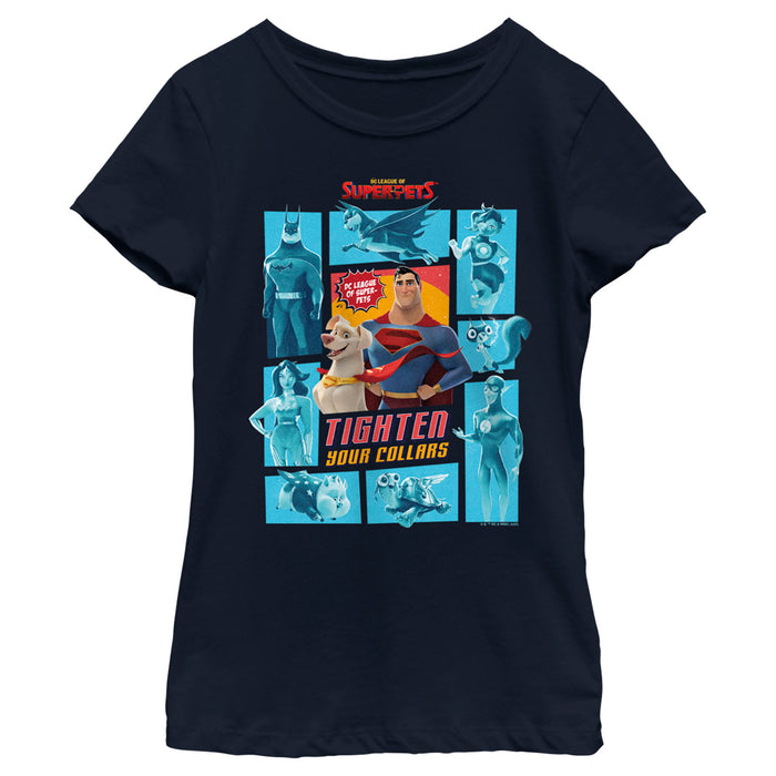 fifth sun Girl's DC League of Super-Pets Tighten Your Collars Panels T-Shirt
