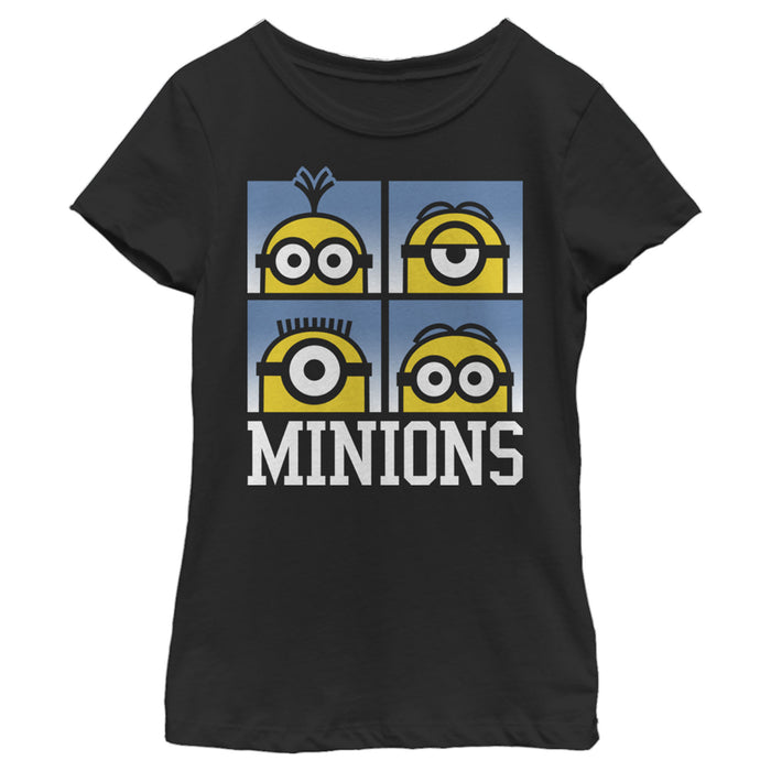 fifth sun Girl's Despicable Me Minions Big Face Grid T-Shirt
