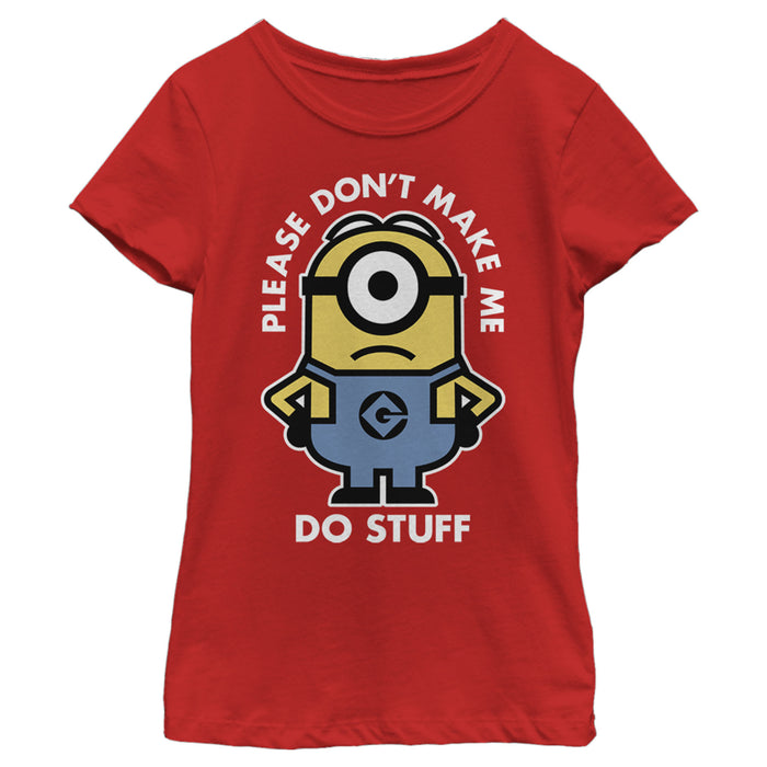 fifth sun Girl's Despicable Me Minions Please Don'T Make Me Do Stuff T-Shirt