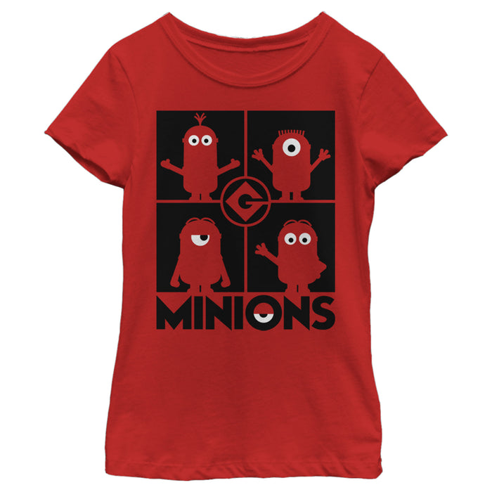 fifth sun Girl's Despicable Me Minions Silhouette Grid T-Shirt