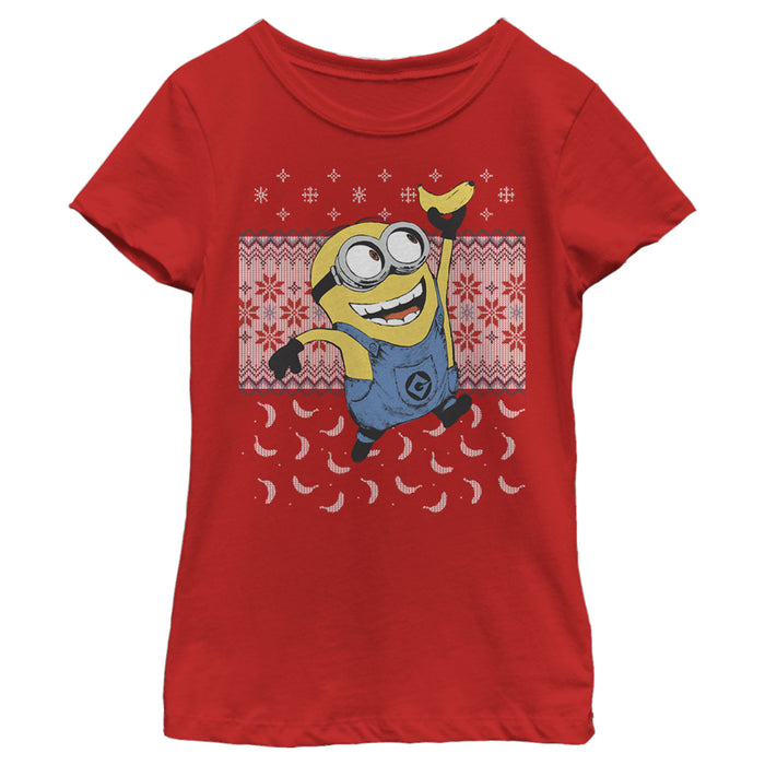 fifth sun Girl's Despicable Me Ugly Christmas Minons Banana T-Shirt