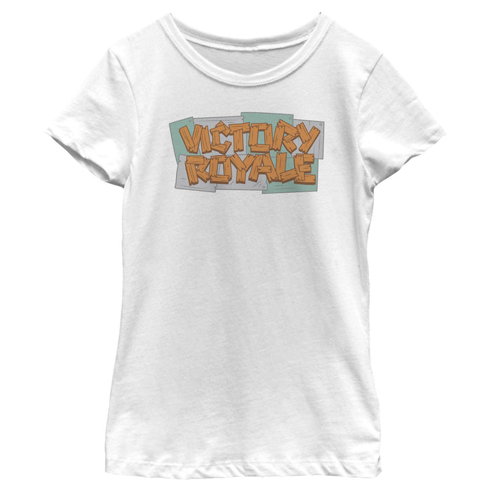 fifth sun Girl's Fortnite Victory Royale Wooden Logo T-Shirt