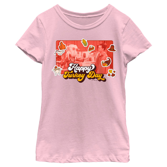 fifth sun Girl's Friends Happy Turkey Day Scene T-Shirt