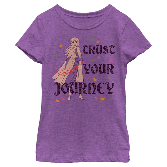 fifth sun Girl's Frozen 2 Frozen 2 Anna Trust Your Journey Pattern Fill T-Shirt