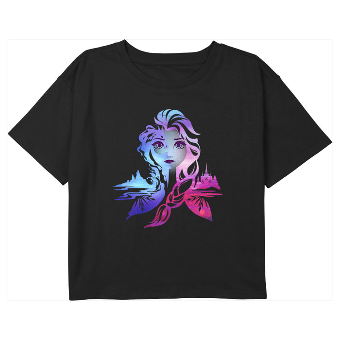 fifth sun Girl's Frozen 2 Ombre Elsa Portrait T-Shirt