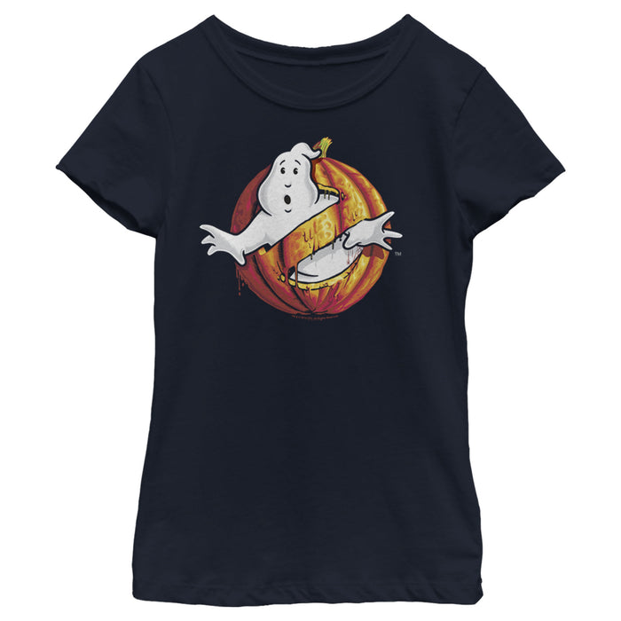 Fifth Sun Girl's Ghostbusters Halloween Pumpkin Logo T-Shirt