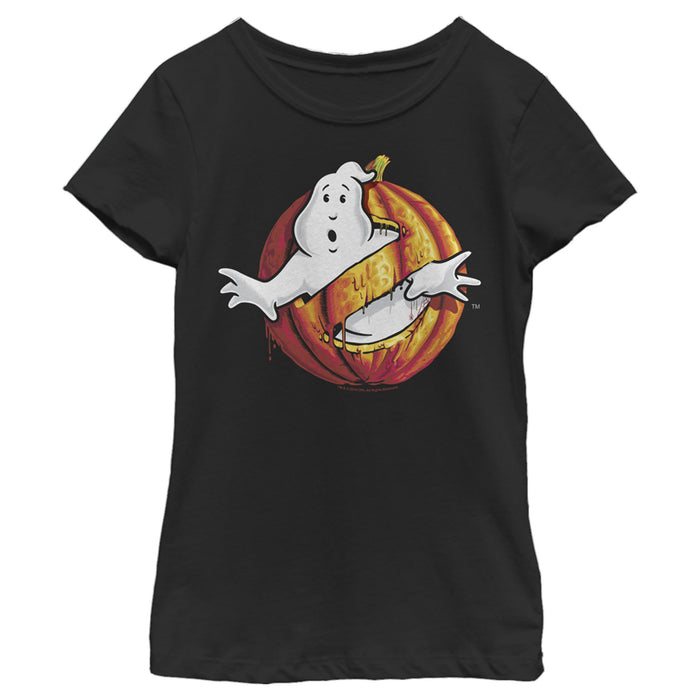fifth sun Girl's Ghostbusters Halloween Pumpkin Logo T-Shirt