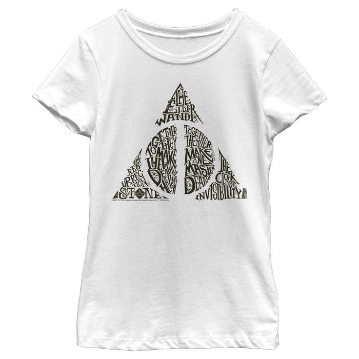fifth sun Girl's Harry Potter Deathly Hallows Secret T-Shirt