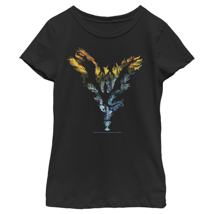 fifth sun Girl's Harry Potter Dragon Flame Silhouette T-Shirt