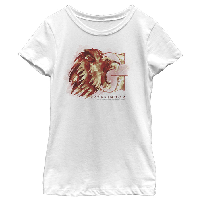 fifth sun Girl's Harry Potter Gryffindor Lion Watercolor T-Shirt