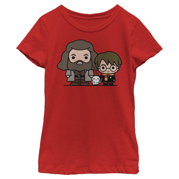 fifth sun Girl's Harry Potter Hagrid & Hedwig Kawaii Cuties T-Shirt