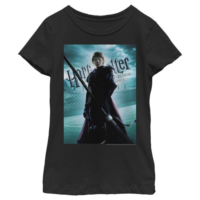 fifth sun Girl's Harry Potter Half-Blood Prince Ron Quidditch Poster T-Shirt