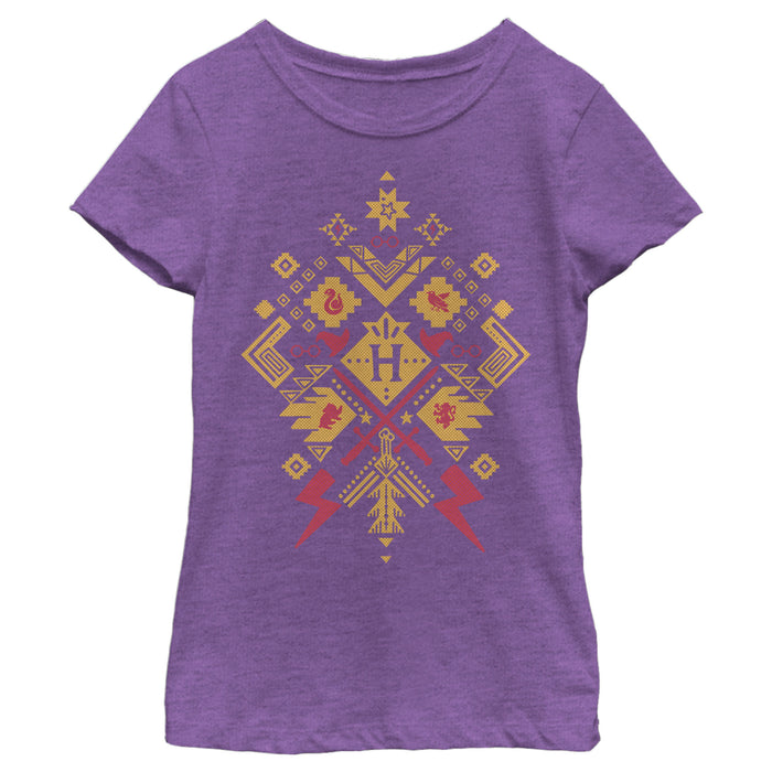 fifth sun Girl's Harry Potter Hogwarts Icon Pattern T-Shirt