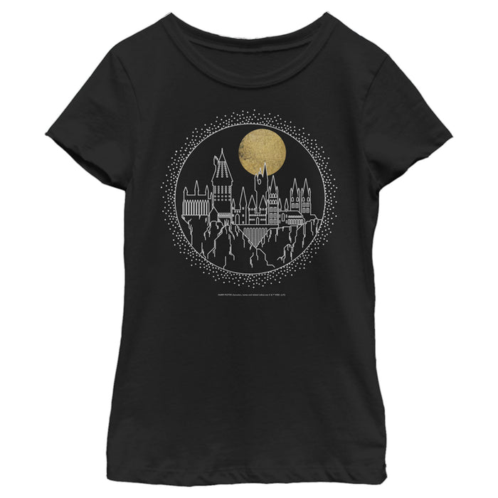 fifth sun Girl's Harry Potter Hogwarts Line Art Moonrise T-Shirt