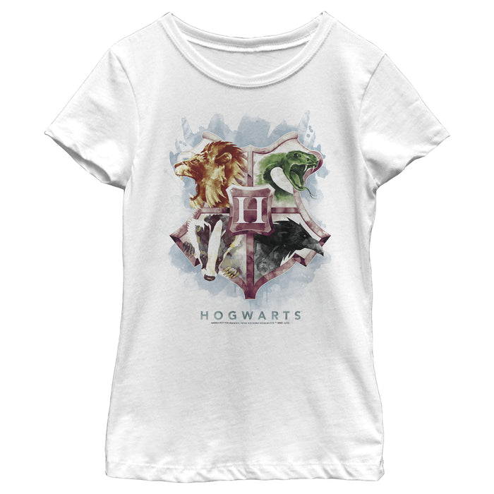 Fifth Sun Girl's Harry Potter Hogwarts Watercolor Symbols T-Shirt