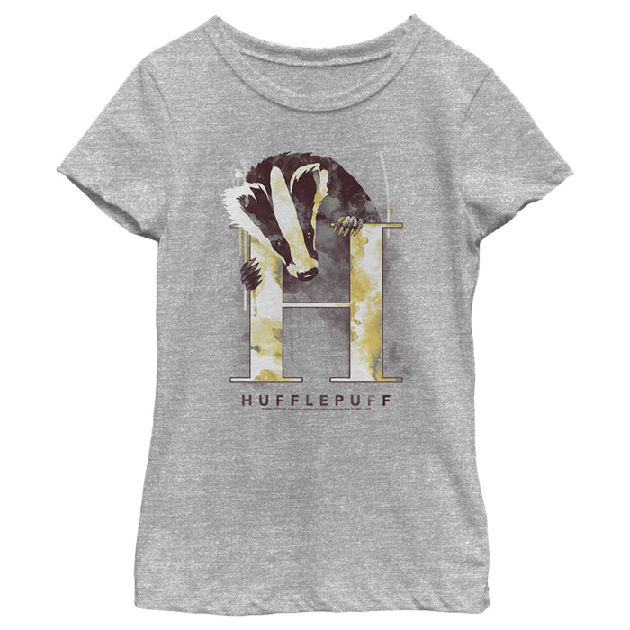 Fifth Sun Girl's Harry Potter Hufflepuff Badger Watercolor T-Shirt