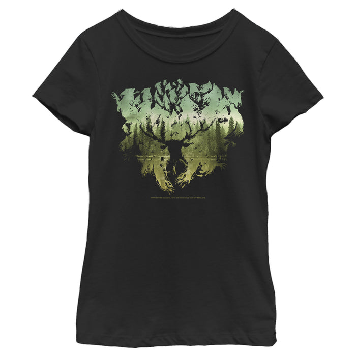 fifth sun Girl's Harry Potter Patronus Stag Silhouette T-Shirt
