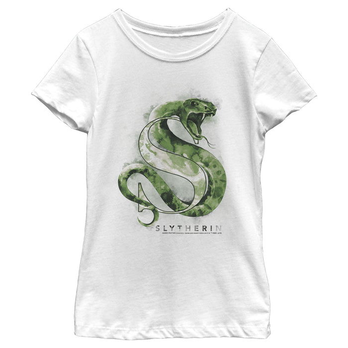 fifth sun Girl's Harry Potter Slytherin Snake Watercolor T-Shirt