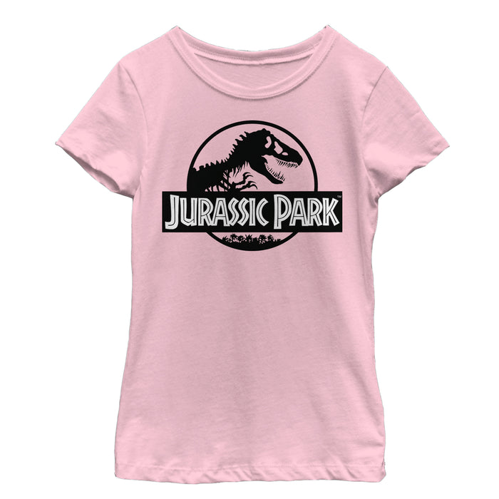 fifth sun Girl's Jurassic Park Black and White Logo T-Shirt