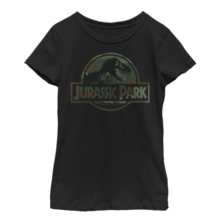 fifth sun Girl's Jurassic Park Dark Camo Logo T-Shirt