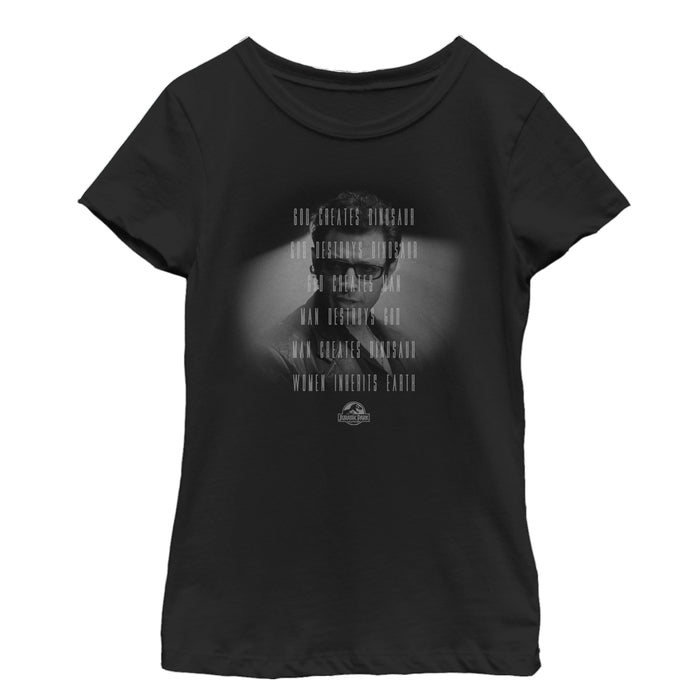 fifth sun Girl's Jurassic Park Dr. Malcolm Man Creates Dinosaur T-Shirt