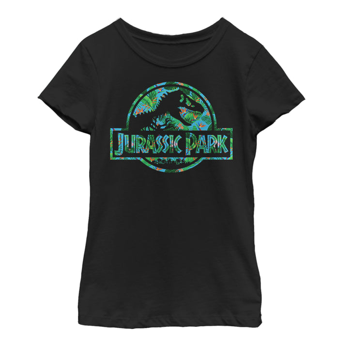 fifth sun Girl's Jurassic Park Floral T Rex Logo T-Shirt