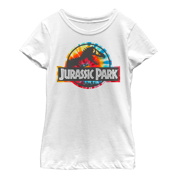 fifth sun Girl's Jurassic Park Groovy Tie-Dye Logo T-Shirt