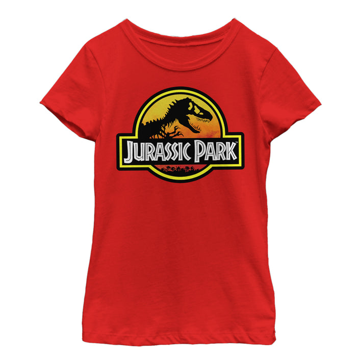 fifth sun Girl's Jurassic Park Logo Outlined T-Shirt
