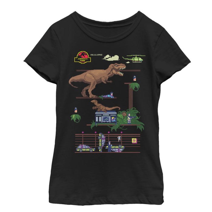 fifth sun Girl's Jurassic Park Pixel Video Game T-Shirt