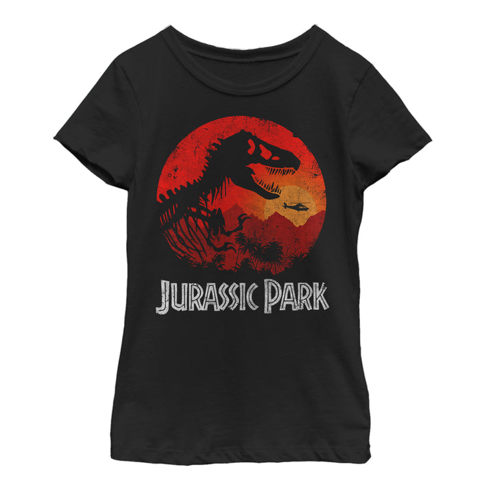 fifth sun Girl's Jurassic Park Skeleton Desert Logo T-Shirt