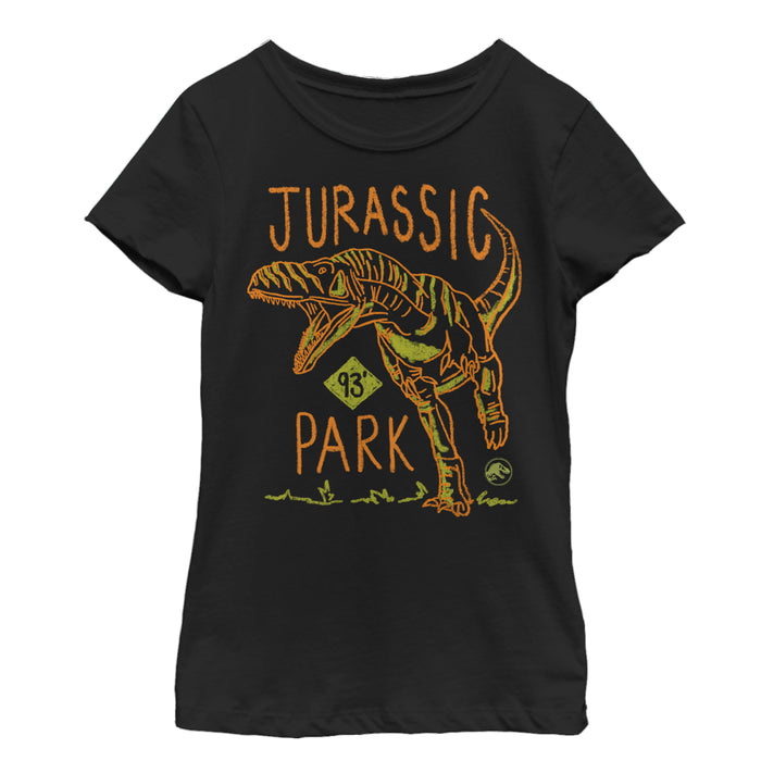 fifth sun Girl's Jurassic Park T. Rex Crayon Print T-Shirt