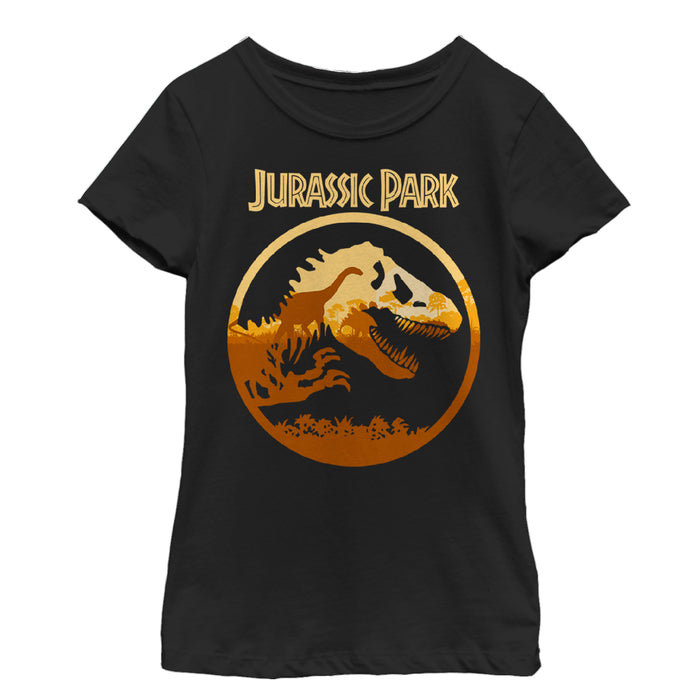 fifth sun Girl's Jurassic Park T. Rex Sunset Silhouette T-Shirt